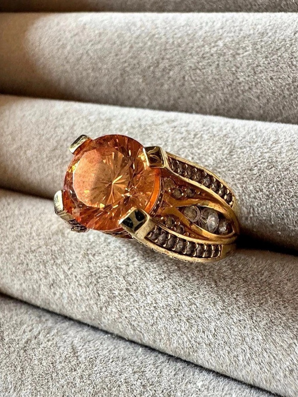 Bella Luce 8.67ctw Champagne CZ Dillenium Cut 18K Gold 925 Ring Size 8